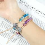 Striped Agate Bracelet Cylindrical Hand-knitted Bangle
