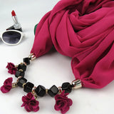Geometric Beads Necklaces Flowers Wrap Scarf Necklace