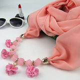 Geometric Beads Necklaces Flowers Wrap Scarf Necklace