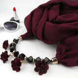 Geometric Beads Necklaces Flowers Wrap Scarf Necklace
