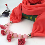 Geometric Beads Necklaces Flowers Wrap Scarf Necklace