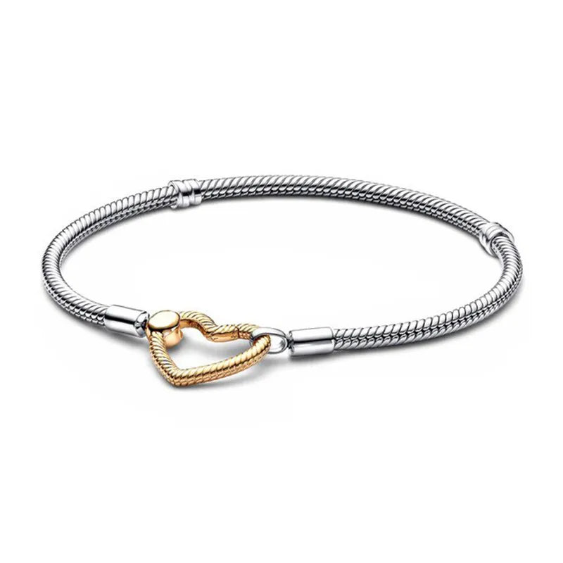 100% S925 Sterling Silver Closure Snake Chain Bracelet for Women