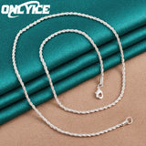 925 Silver 3mm Water Wave Necklace for Women Wedding Party