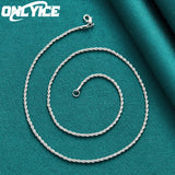 925 Silver 3mm Water Wave Necklace for Women Wedding Party
