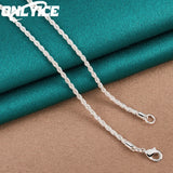 925 Silver 3mm Water Wave Necklace for Women Wedding Party
