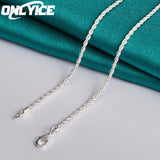 925 Silver 3mm Water Wave Necklace for Women Wedding Party