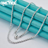 925 Silver 3mm Water Wave Necklace for Women Wedding Party