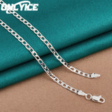925 Sterling Silver 4mm Side Chain Necklace 16-30 Inch for Wedding Party