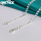 925 Sterling Silver 4mm Side Chain Necklace 16-30 Inch for Wedding Party