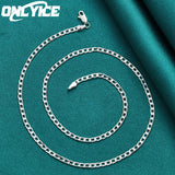 925 Sterling Silver 4mm Side Chain Necklace 16-30 Inch for Wedding Party