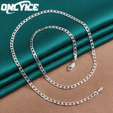 925 Sterling Silver 4mm Side Chain Necklace 16-30 Inch for Wedding Party