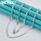 925 Sterling Silver 4mm Side Chain Necklace 16-30 Inch for Wedding Party