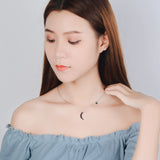 925 Silver Asymmetric Star Moon Necklace High Jewelry