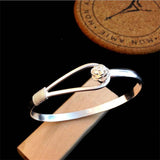 925 Silver Flower Bangle Bracelet