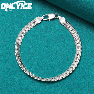 925 Silver Bracelets: 6mm Side Chain Wedding Party High Jewelry