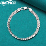 925 Silver Bracelets: 6mm Side Chain Wedding Party High Jewelry