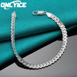 925 Silver Bracelets: 6mm Side Chain Wedding Party High Jewelry