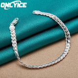 925 Silver Bracelets: 6mm Side Chain Wedding Party High Jewelry