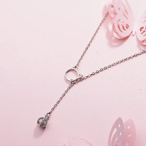925 Sterling Silver Strawberry Crystal Cat Necklace
