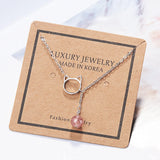 925 Sterling Silver Strawberry Crystal Cat Necklace