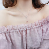 925 Sterling Silver Strawberry Crystal Cat Necklace