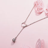 925 Sterling Silver Strawberry Crystal Cat Necklace