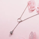 925 Sterling Silver Strawberry Crystal Cat Necklace