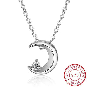 925 Silver Sweet Moon Necklace Crescent Bay Clavicle Chain GN441