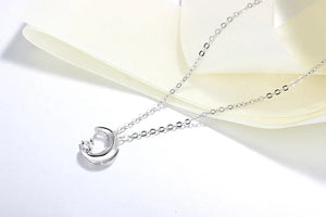 925 Silver Sweet Moon Necklace Crescent Bay Clavicle Chain GN441