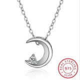 925 Silver Sweet Moon Necklace Crescent Bay Clavicle Chain GN441