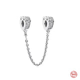 925 Silver Safety Chain Heart Charm Beads for Bracelet Fixing Clip DIY