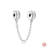 925 Silver Safety Chain Heart Charm Beads for Bracelet Fixing Clip DIY