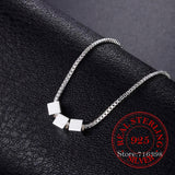 925 Silver Three Square Necklace Geometric Pendant for Women