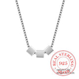 925 Silver Three Square Necklace Geometric Pendant for Women