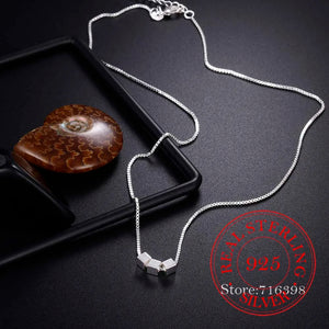 925 Silver Three Square Necklace Geometric Pendant for Women