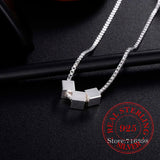 925 Silver Three Square Necklace Geometric Pendant for Women