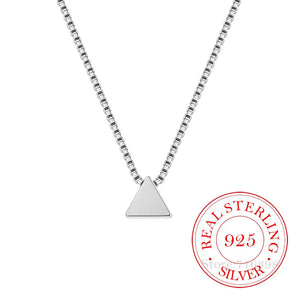 925 Silver Triangle Necklace Geometric Pendant Small Fresh Design