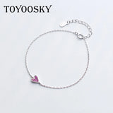 Charming Heart Bracelets & Bangles 925 Sterling Silver Jewelry