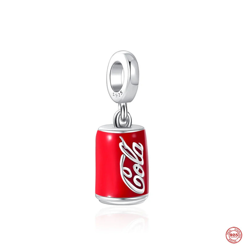 Europe Cola Love Beads Pendant Sterling Silver Dangle Charm