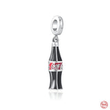 Europe Cola Love Beads Pendant Sterling Silver Dangle Charm
