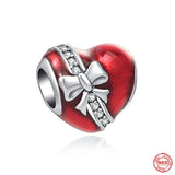 Family Bead 925 Silver DAD MOM Pendant Love Heart Charm