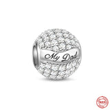 Family Bead 925 Silver DAD MOM Pendant Love Heart Charm