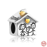 Family Bead 925 Silver DAD MOM Pendant Love Heart Charm