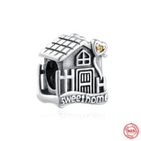 Family Bead 925 Silver DAD MOM Pendant Love Heart Charm
