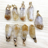 Natural Stone Citrine Crystal Pendant Necklace Reiki 6pcs