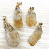 Natural Stone Citrine Crystal Pendant Necklace Reiki 6pcs
