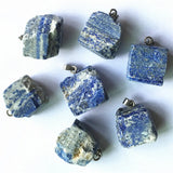 Raw Ore Pendants Necklace Tourmaline Gray Agates Lapis Lazuli Roses Quartz 6pcs