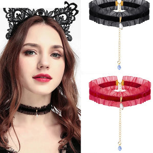 Sexy Fold Pearl Clavicle Chain Necklace Lace