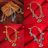 Hot Lucky Devil's Eye Round Austrian Crystal Women Charm Bracelet