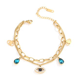 Hot Lucky Devil's Eye Round Austrian Crystal Women Charm Bracelet